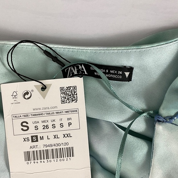 Zara Mint Green Satin One-Shoulder Midi Dress - Picture 9 of 12